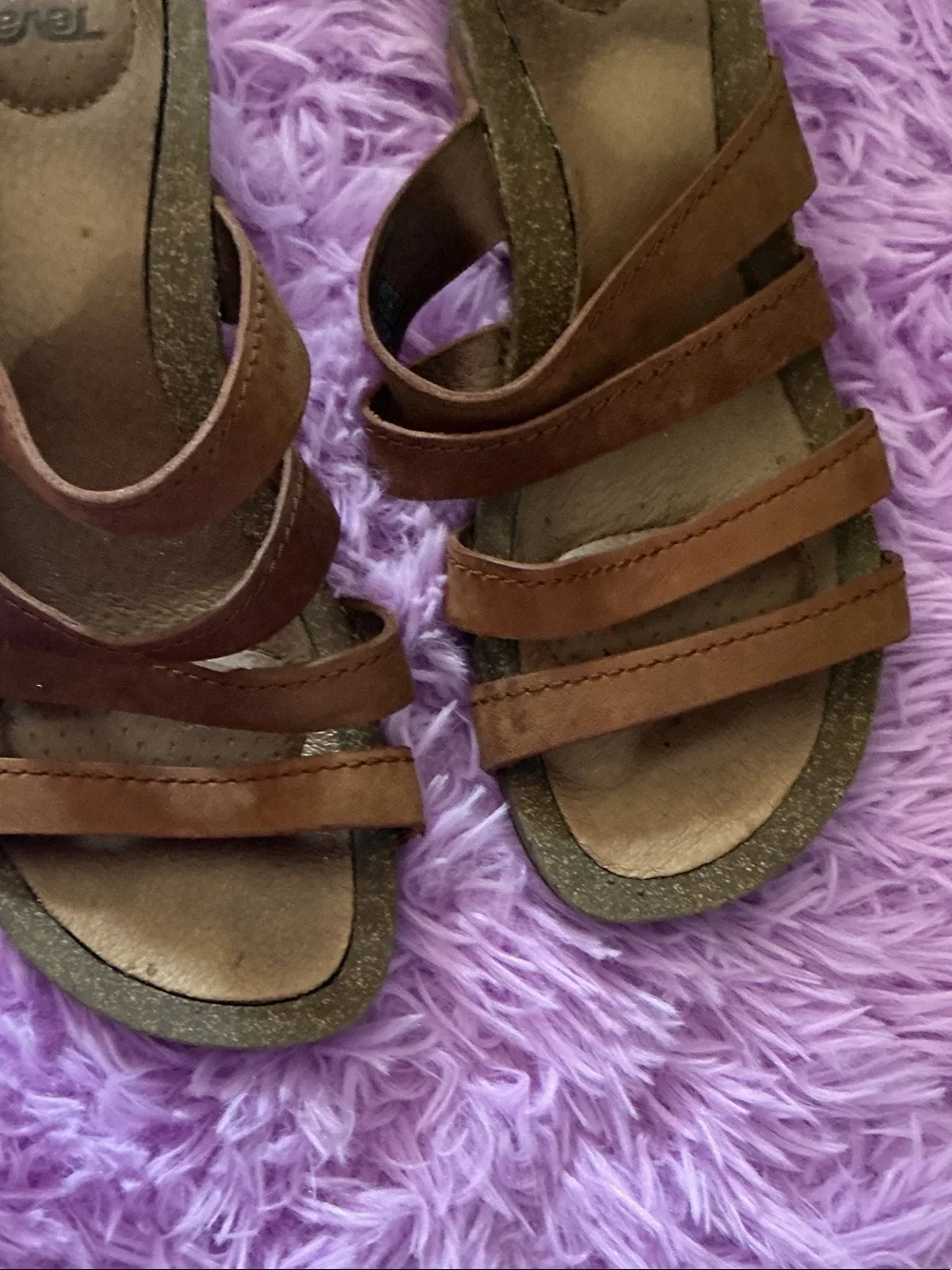 Teva Brown Strappy Kids Slide Sandals